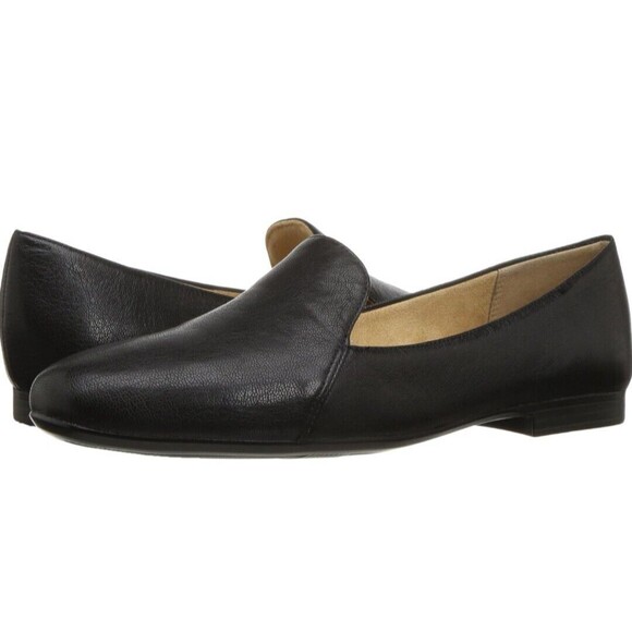 Naturalizer Emiline Black Leather Comfort N5 Loafers Size 7 Suede Slipper Flats - Picture 2 of 11